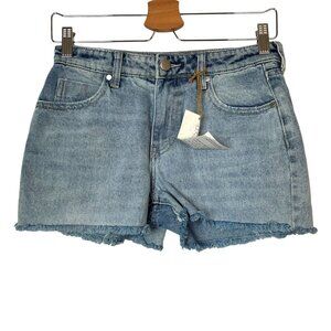 PTCL Womens Light Wash Denim Mid Rise Cut Off Fray Hem Jean Shorts 24